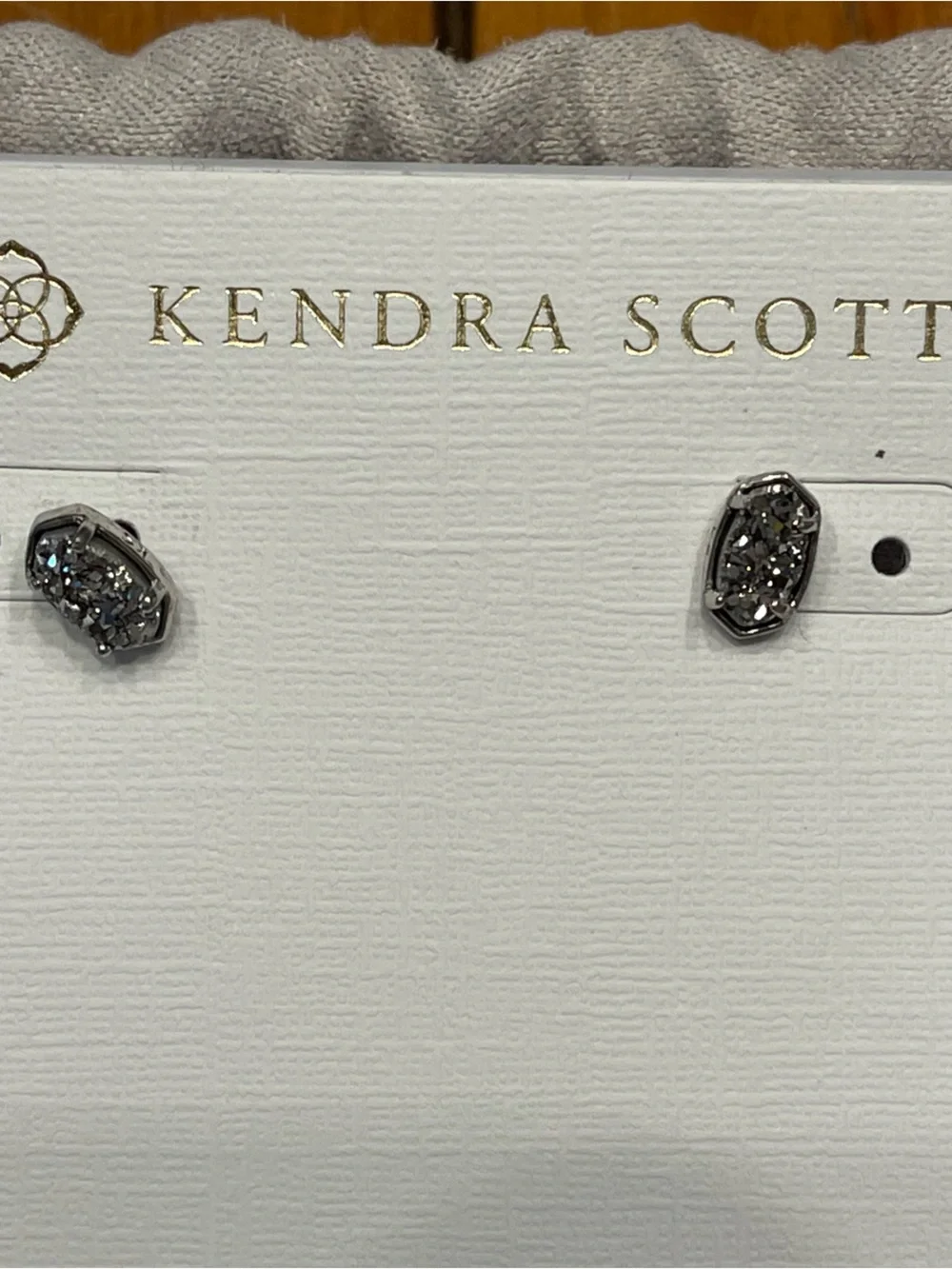 Kendra Scott Emilie Stud Earrings Rhodium Platinum Drusy
